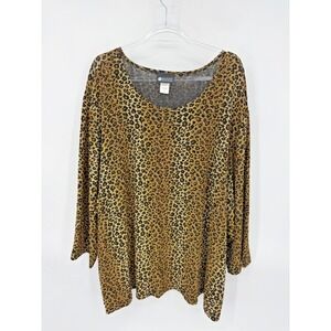 Maggie Barnes Tunic Blouse Women's 5X Leopard Animal Print Unique Eclectic